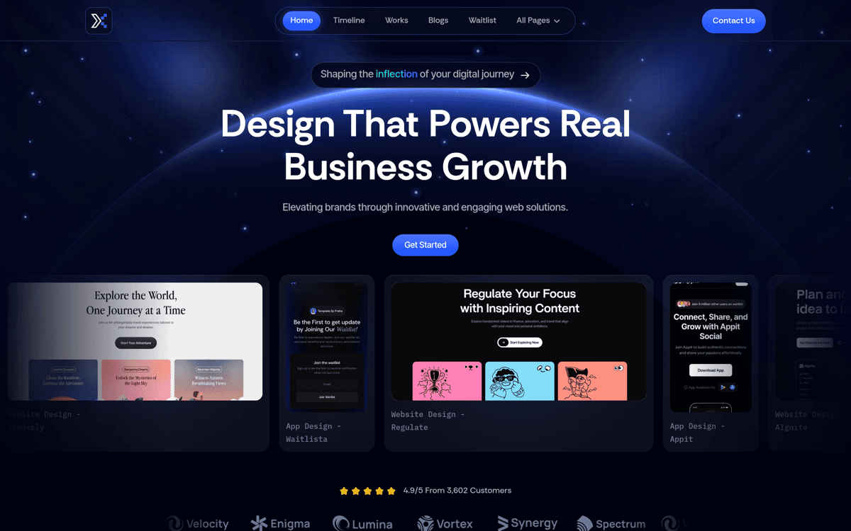 InflectiveX Landing Page screenshot